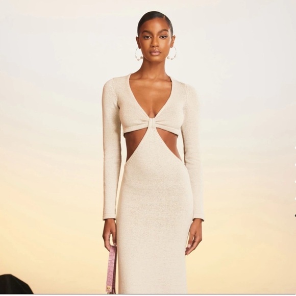 CULT GAIA Knit Cut Out Jana Dress in Off White Size Large NWT - Picture 5 of 15